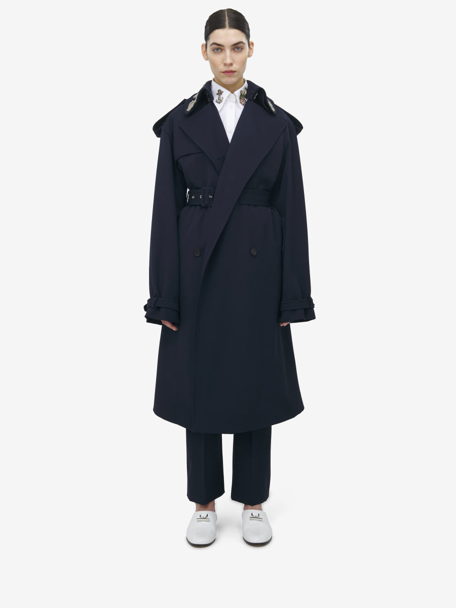 ALEXANDER MCQUEEN - Oversized Lapel Deconstructed Trench Coat - Item 839642QJACH4003